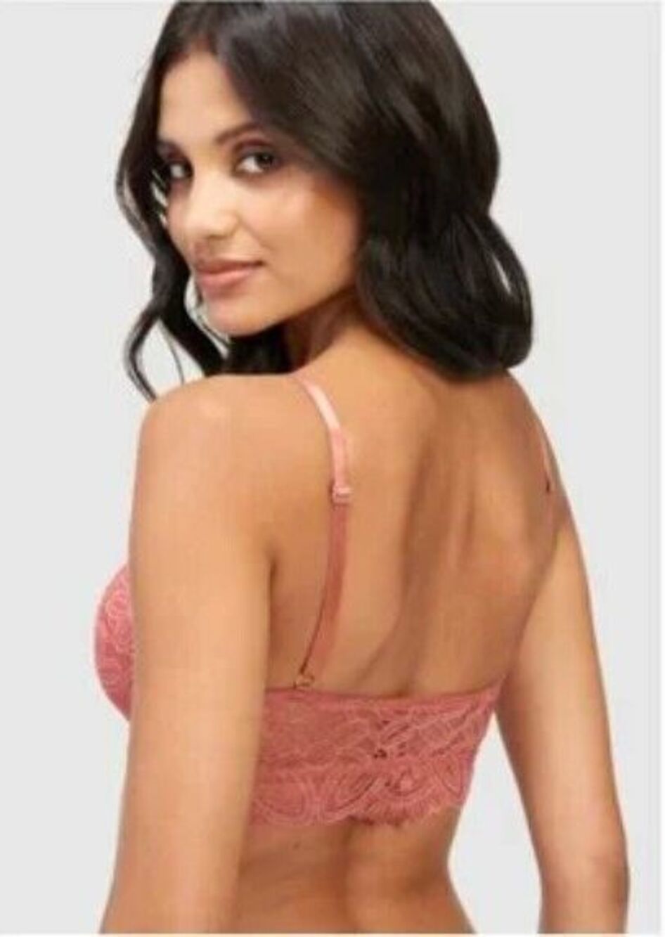 Fredericks Hollywood Lace Bralette Medium Pink Finley Wireless Scallop Padded NW - Picture 5 of 7